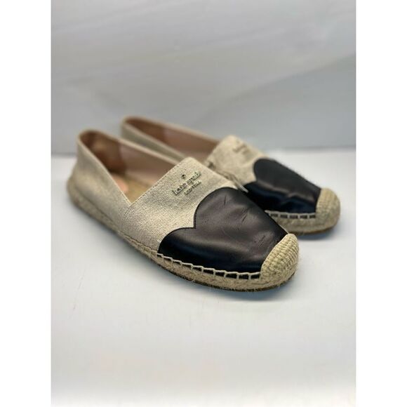 Kate Spade Garden Espadrille Flats Shoes Tan Black Size 6.5B Women's - Picture 1 of 11